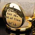 Golden Quartz Pocket Watch – I Love You Engraved Gift for Anniversary