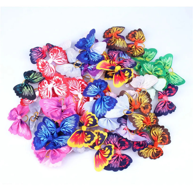 Handmade Ribbon Hair Bows – Elastic Pet Grooming Accessories for Dogs and Cats