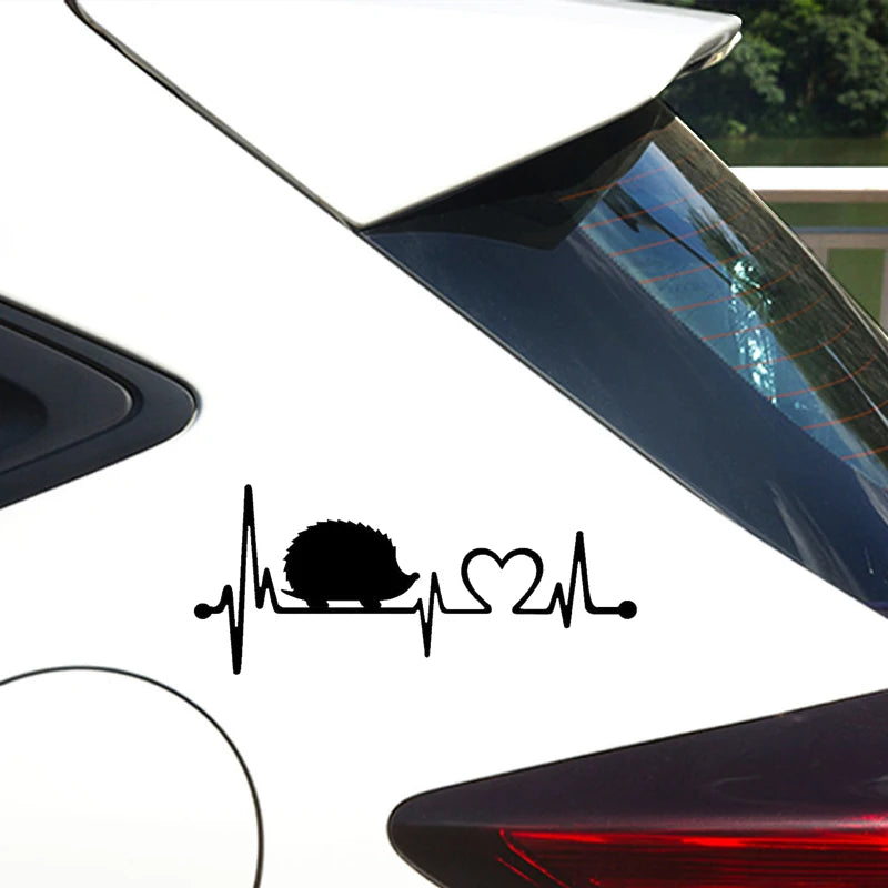 Hedgehog Heartbeat Vinyl Decal – Waterproof Sticker for Cars and Laptops