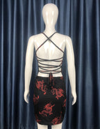 Dragon Print Mini Sundress – Sexy Backless Sheath for Party Clubwear