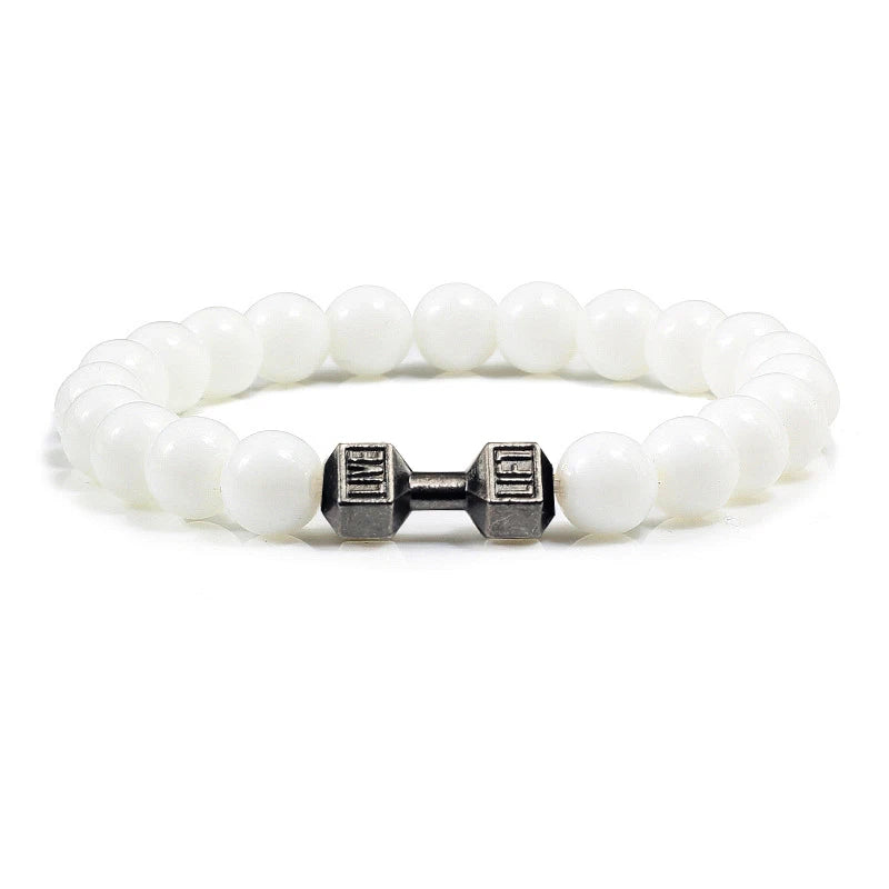 Volcanic Stone Dumbbell Bracelet – Matte Lava Bead Jewelry for Fitness Enthusiasts