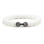 Volcanic Stone Dumbbell Bracelet – Matte Lava Bead Jewelry for Fitness Enthusiasts