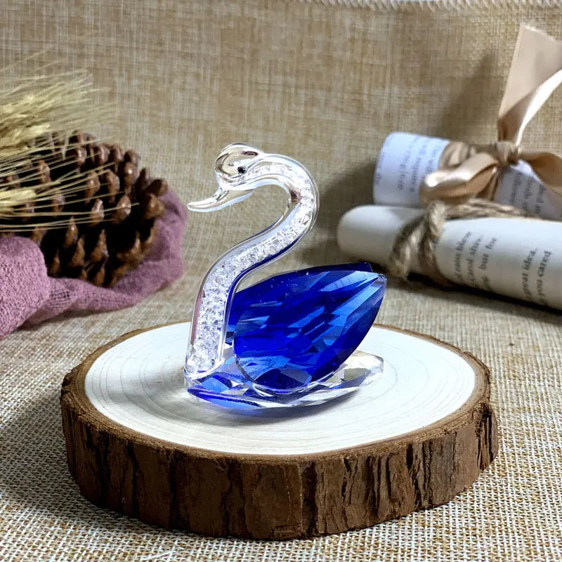 Crystal Swan Figurine – Diamond Glass Ornament for Home Decor and Kids Gifts