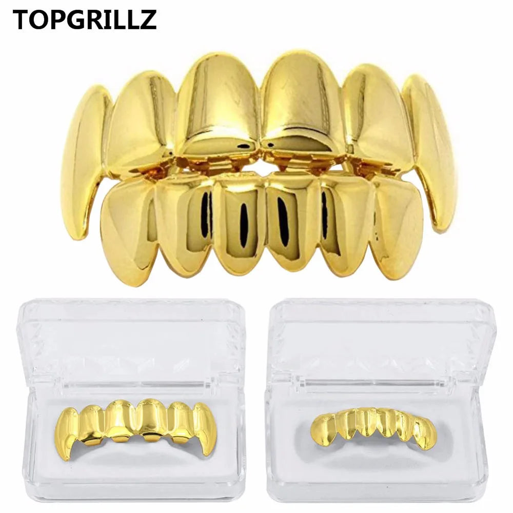 Rose Gold Hip Hop Grillz – Vampire Tooth Caps for Costume Cosplay Party