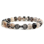 Volcanic Stone Dumbbell Bracelet – Matte Lava Bead Jewelry for Fitness Enthusiasts