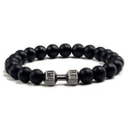 Volcanic Stone Dumbbell Bracelet – Matte Lava Bead Jewelry for Fitness Enthusiasts