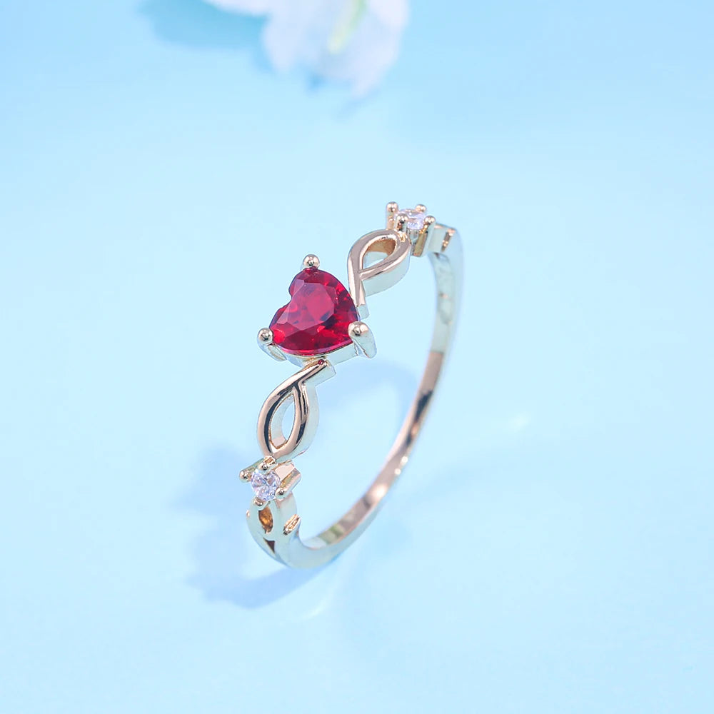 Zircon Heart Ring – Minimalist Finger Jewelry for Romantic Birthday Gifts