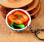 Miniature Noodle Bowl Keychain – Chinese Porcelain Style Bag Pendant
