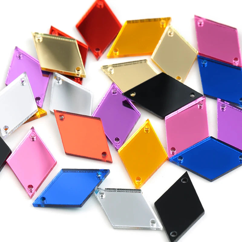 Rhombus Acrylic Mirror Sew On Rhinestones – Decorative Gems for Sewing Craft