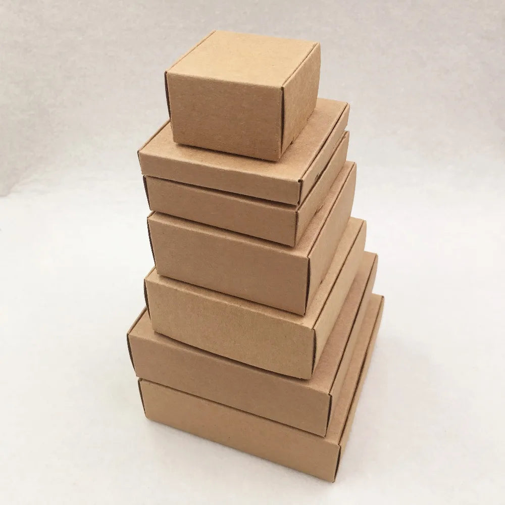 Square Kraft Gift Boxes – Multi Size Paper Containers for Wedding Favors