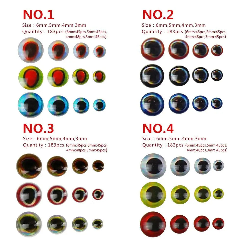 Holographic Fishing Lure Eyes – 3mm-6mm Mixed Color Set for Fly Tying