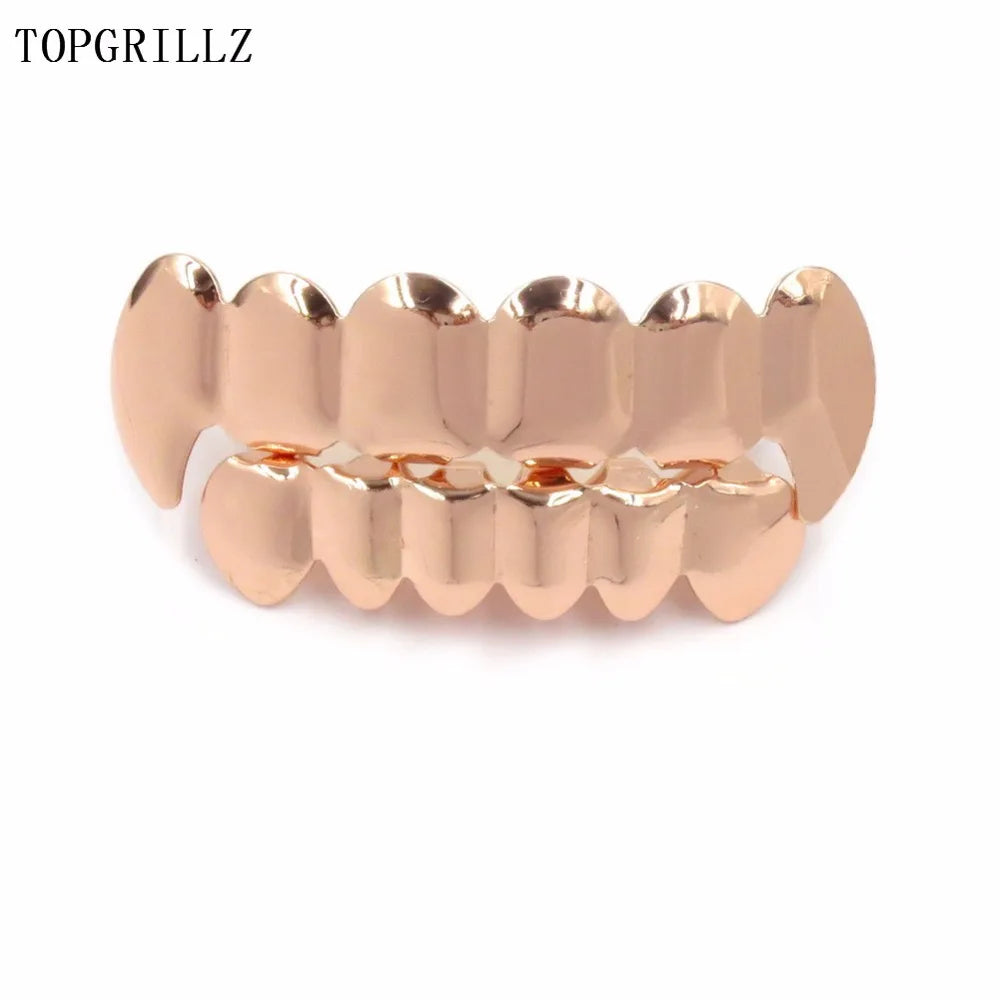 Rose Gold Hip Hop Grillz – Vampire Tooth Caps for Costume Cosplay Party