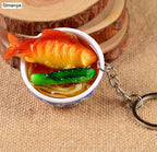 Miniature Noodle Bowl Keychain – Chinese Porcelain Style Bag Pendant