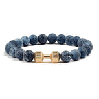 Volcanic Stone Dumbbell Bracelet – Matte Lava Bead Jewelry for Fitness Enthusiasts