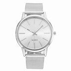 Minimalist Silver Quartz Watch – Elegant Leather Business Accessory for Women