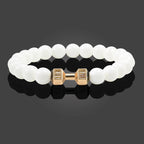 Volcanic Stone Dumbbell Bracelet – Matte Lava Bead Jewelry for Fitness Enthusiasts