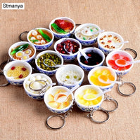 Miniature Noodle Bowl Keychain – Chinese Porcelain Style Bag Pendant