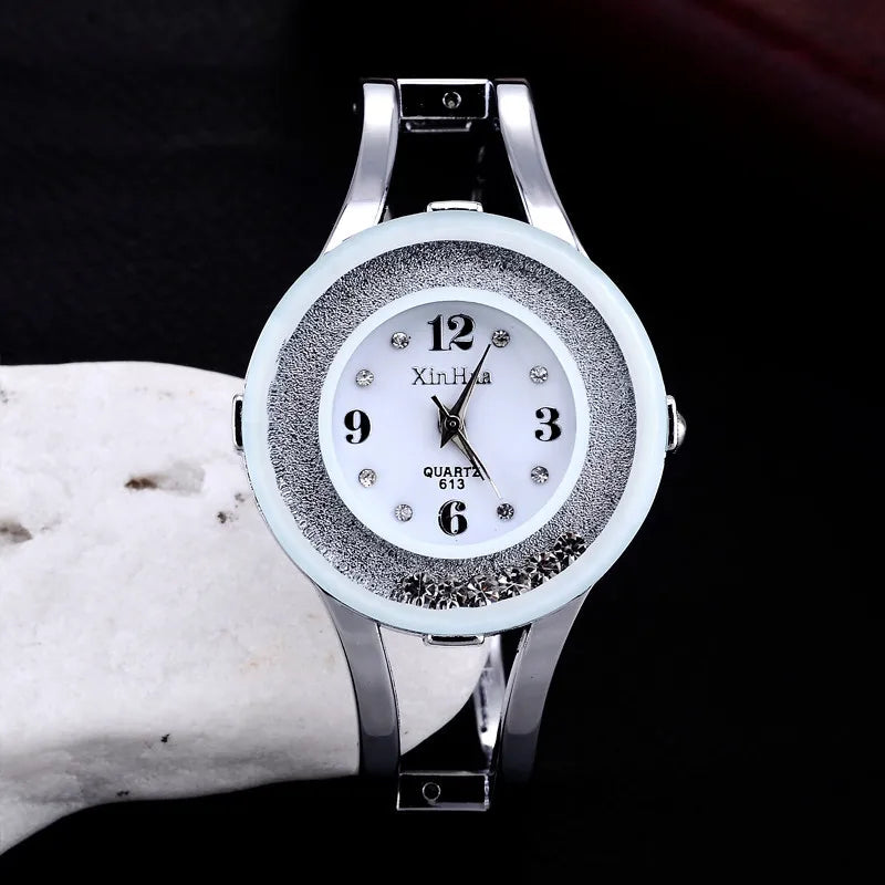 Rhinestone Bracelet Watch – Stainless Steel Luxury Accessory for Formal Events