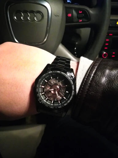 Skeleton Mechanical Watch – Stainless Steel Waterproof Accessory for Men