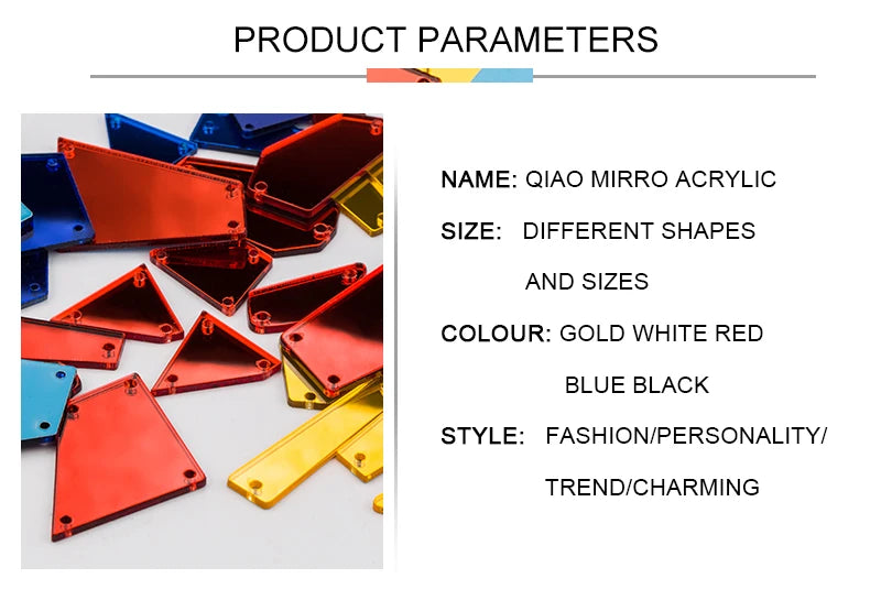 Rhombus Acrylic Mirror Sew On Rhinestones – Decorative Gems for Sewing Craft