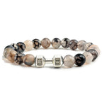 Volcanic Stone Dumbbell Bracelet – Matte Lava Bead Jewelry for Fitness Enthusiasts