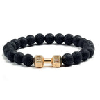 Volcanic Stone Dumbbell Bracelet – Matte Lava Bead Jewelry for Fitness Enthusiasts