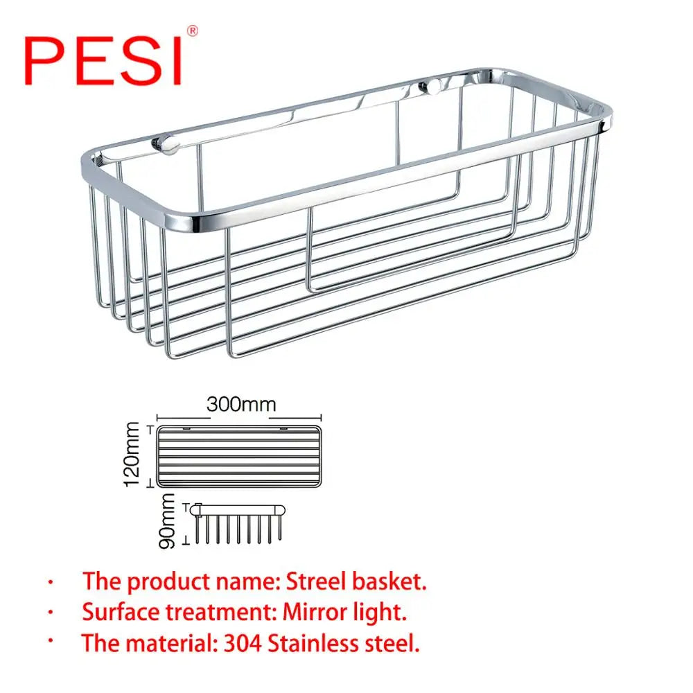 Stainless Steel Corner Shower Caddy – Rustproof Wall Mount for Bathroom Storage