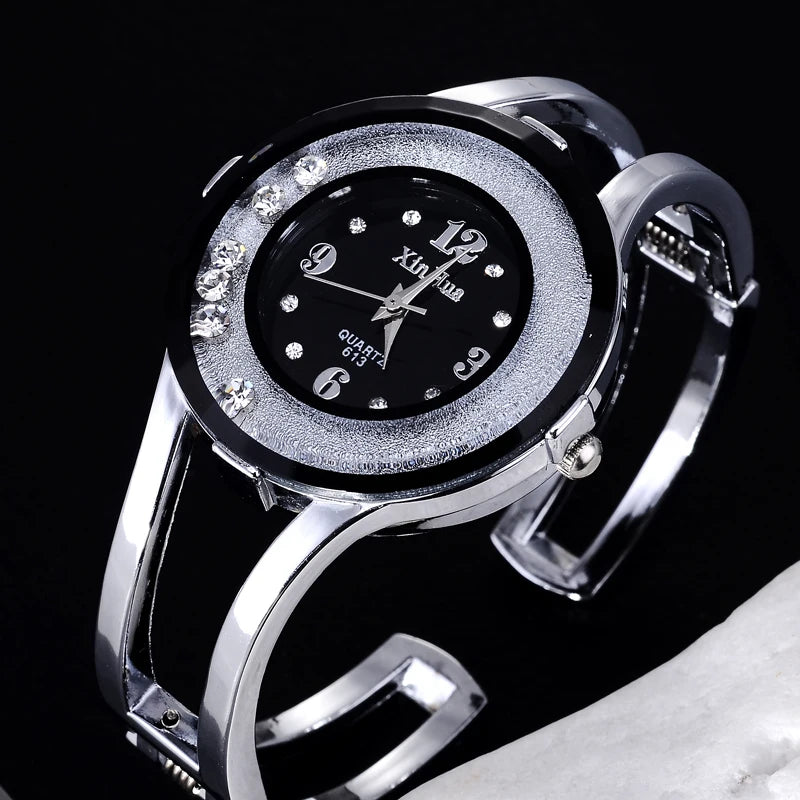 Rhinestone Bracelet Watch – Stainless Steel Luxury Accessory for Formal Events