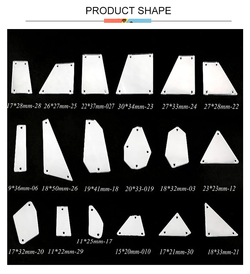 Rhombus Acrylic Mirror Sew On Rhinestones – Decorative Gems for Sewing Craft