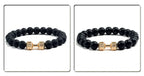 Volcanic Stone Dumbbell Bracelet – Matte Lava Bead Jewelry for Fitness Enthusiasts