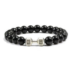 Volcanic Stone Dumbbell Bracelet – Matte Lava Bead Jewelry for Fitness Enthusiasts