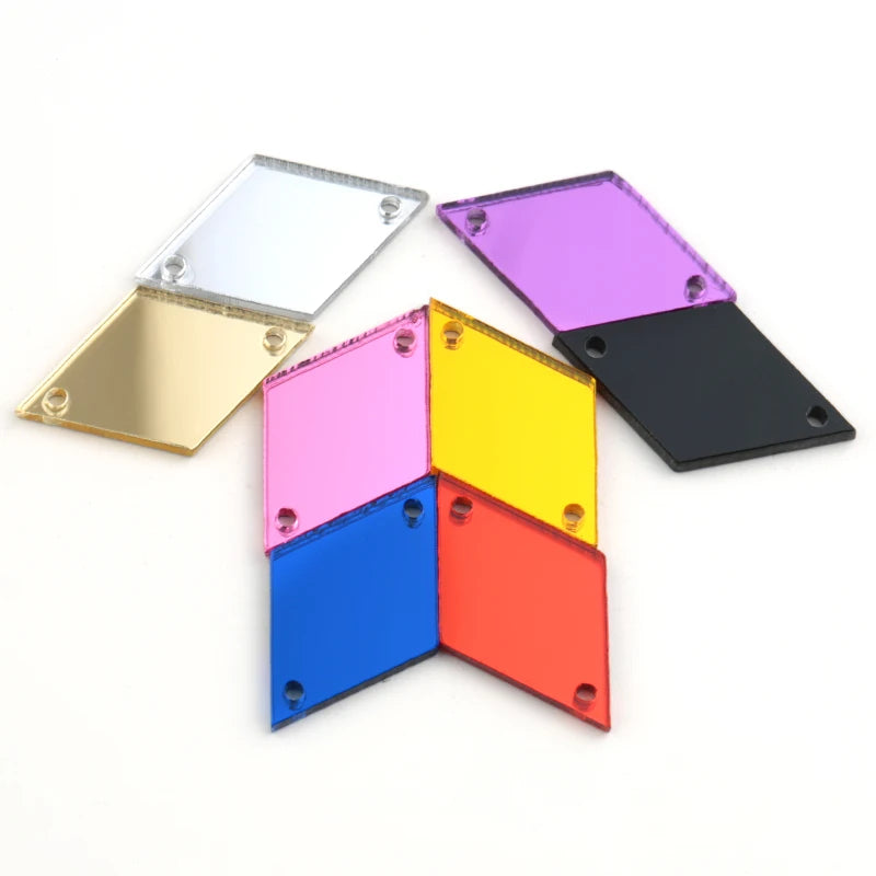 Rhombus Acrylic Mirror Sew On Rhinestones – Decorative Gems for Sewing Craft