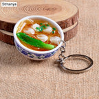 Miniature Noodle Bowl Keychain – Chinese Porcelain Style Bag Pendant