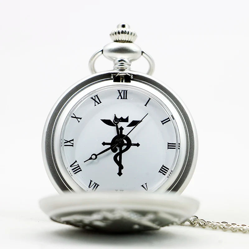 Fullmetal Alchemist Pocket Watch – Silver Quartz Pendant for Anime Cosplay