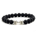 Volcanic Stone Dumbbell Bracelet – Matte Lava Bead Jewelry for Fitness Enthusiasts