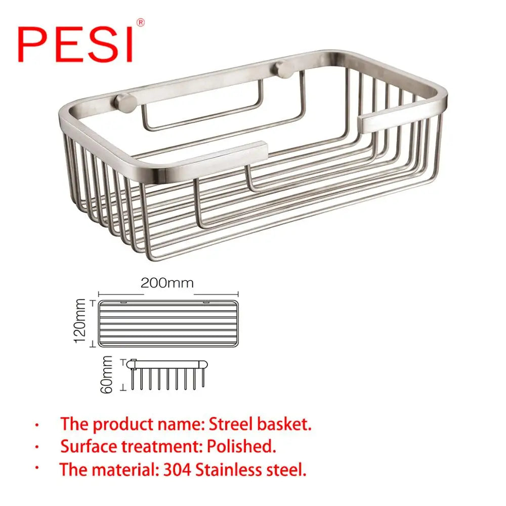 Stainless Steel Corner Shower Caddy – Rustproof Wall Mount for Bathroom Storage