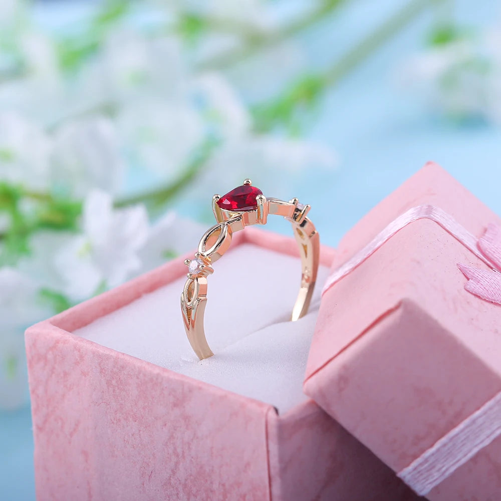 Zircon Heart Ring – Minimalist Finger Jewelry for Romantic Birthday Gifts