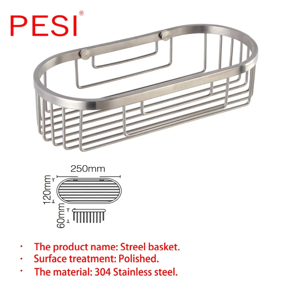 Stainless Steel Corner Shower Caddy – Rustproof Wall Mount for Bathroom Storage