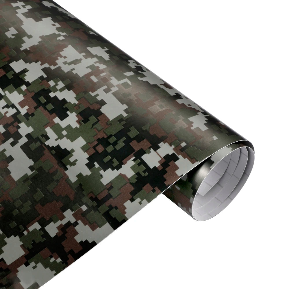 Digital Woodland Camo Vinyl Film – 100cm Adhesive Wrap for Car Styling
