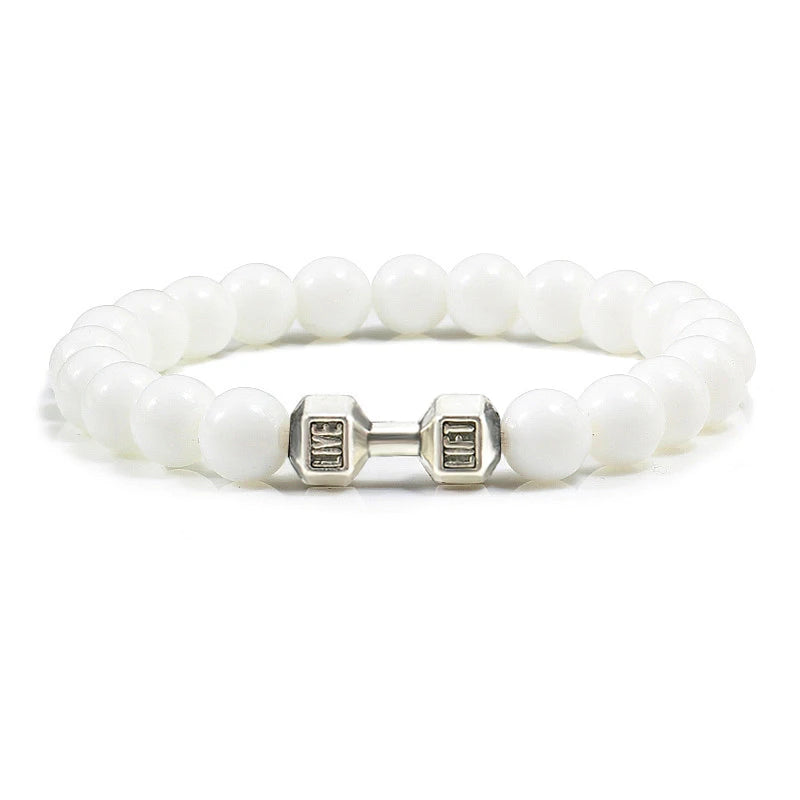 Volcanic Stone Dumbbell Bracelet – Matte Lava Bead Jewelry for Fitness Enthusiasts