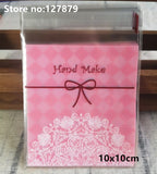 Self-Adhesive Bow-Knot Cookie Bags – 10x10cm Plastic Packaging for Parties