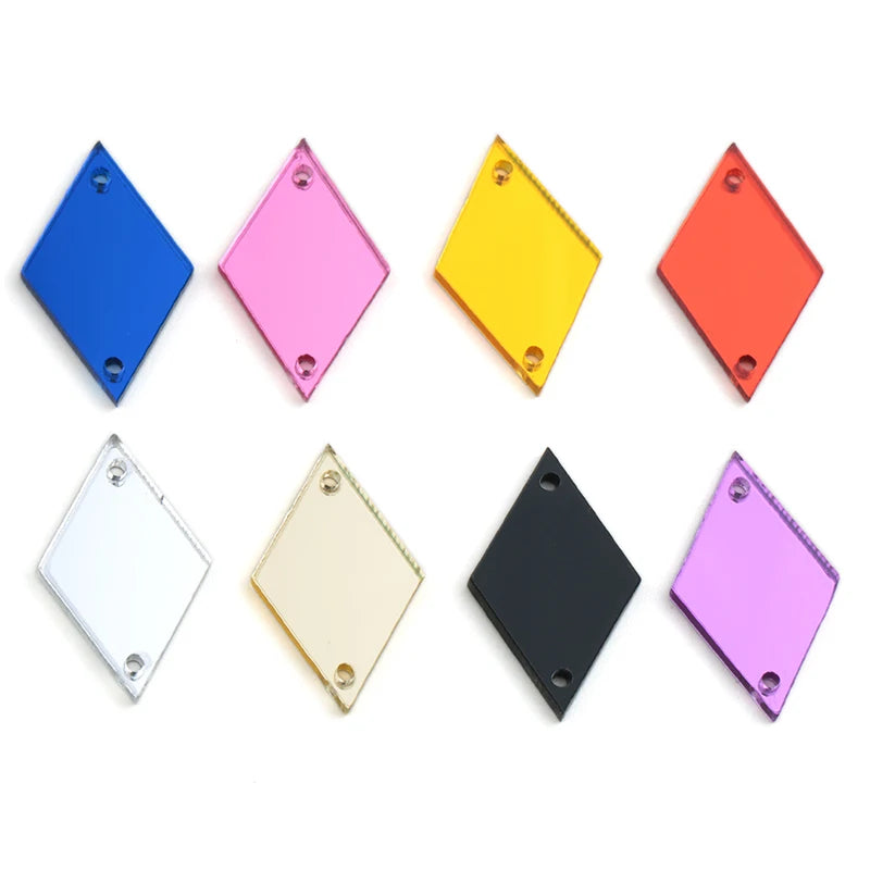 Rhombus Acrylic Mirror Sew On Rhinestones – Decorative Gems for Sewing Craft