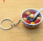 Miniature Noodle Bowl Keychain – Chinese Porcelain Style Bag Pendant