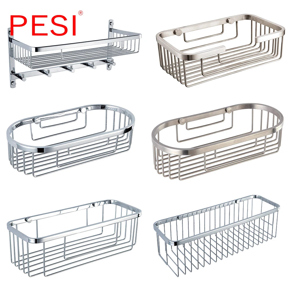 Stainless Steel Corner Shower Caddy – Rustproof Wall Mount for Bathroom Storage