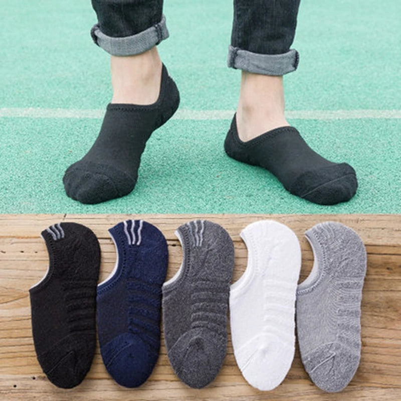Cotton Anti-Slip Boat Socks – Breathable Athletic Footwear for Men Size 41-45