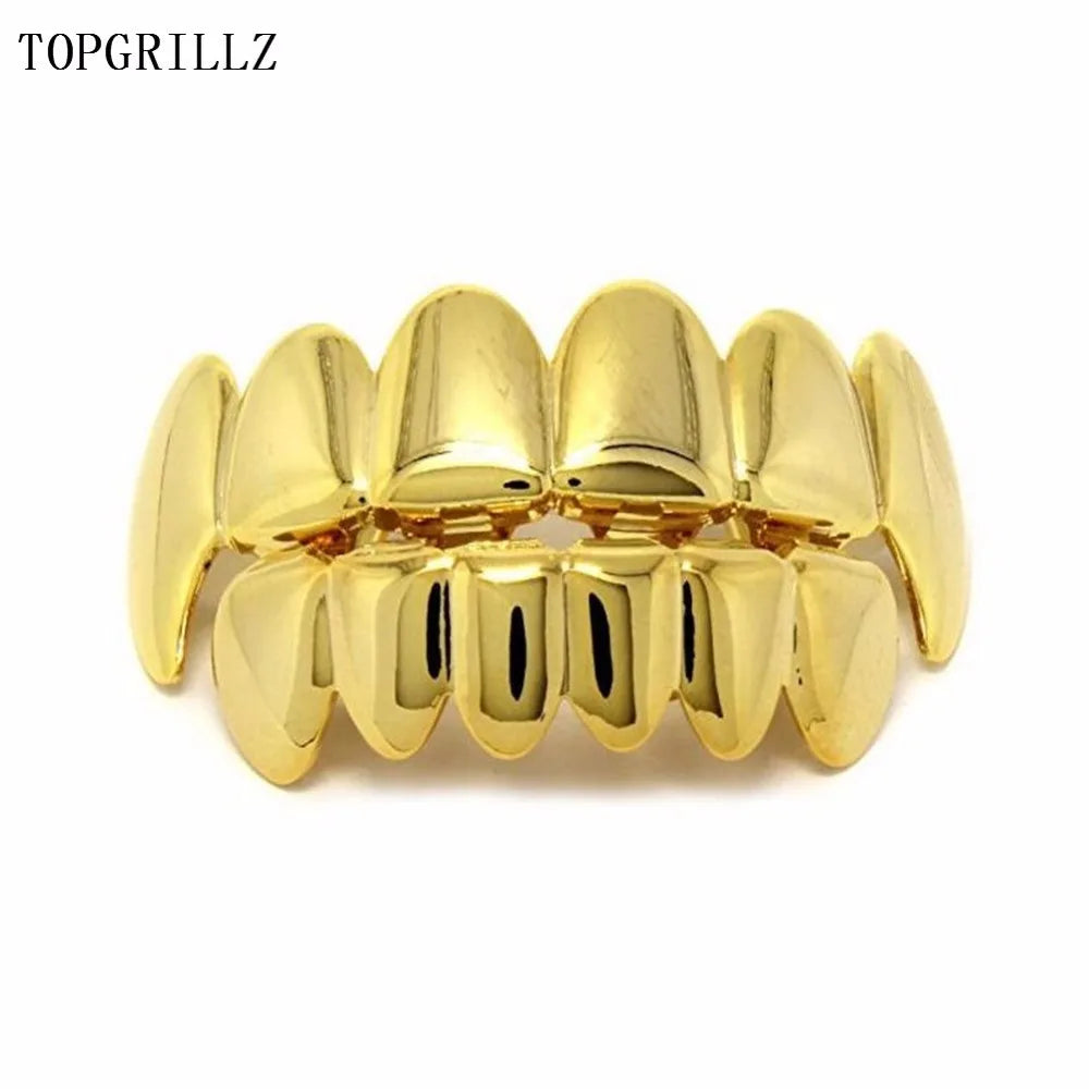 Rose Gold Hip Hop Grillz – Vampire Tooth Caps for Costume Cosplay Party