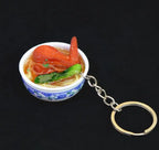 Miniature Noodle Bowl Keychain – Chinese Porcelain Style Bag Pendant