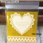 Self-Adhesive Bow-Knot Cookie Bags – 10x10cm Plastic Packaging for Parties