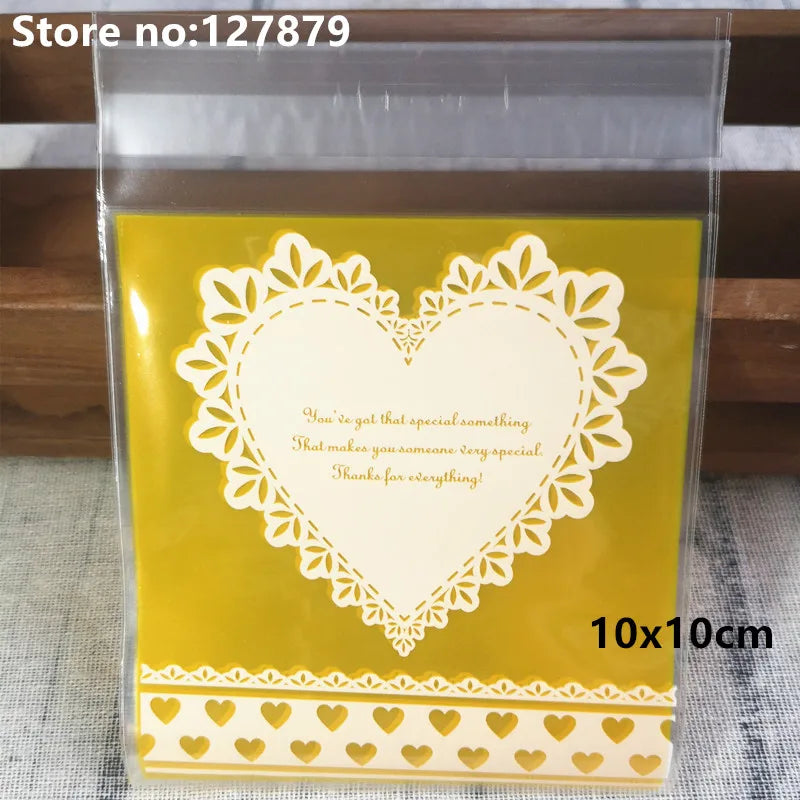 Self-Adhesive Bow-Knot Cookie Bags – 10x10cm Plastic Packaging for Parties