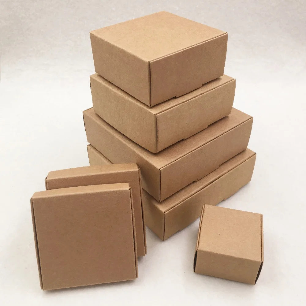 Square Kraft Gift Boxes – Multi Size Paper Containers for Wedding Favors